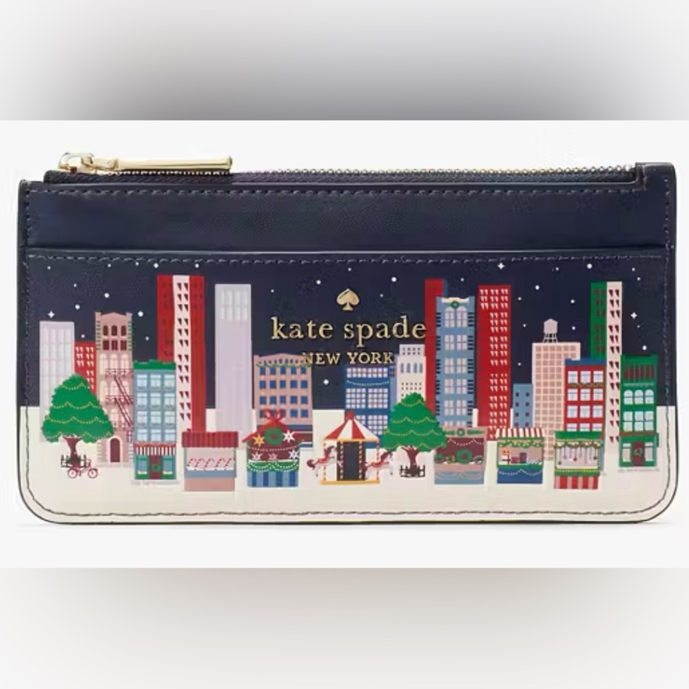 Kate Spade Winter Wonders large slim cardholder NWT
